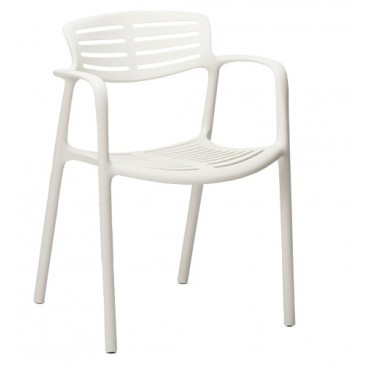 Set of 2 Toledo Aire outdoor chairs in stackable polypropylene with armrests available in 5 colours
