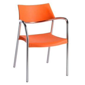 Stackable Splash outdoor chair with anodized aluminum structure and polypropylene shell