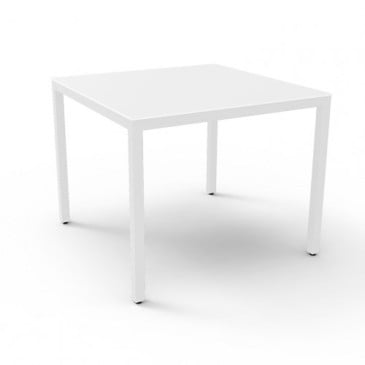 Barcino Compact square and stackable outdoor table in polished aluminum available in two finishes