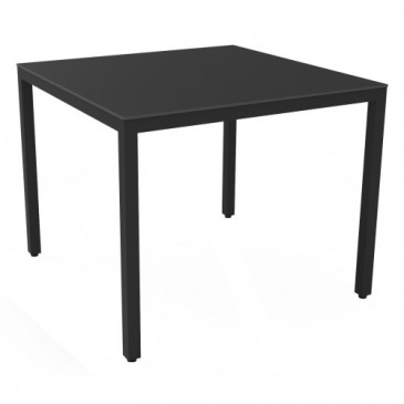Barcino Compact square and stackable outdoor table in liquid painted aluminum available in two finishes