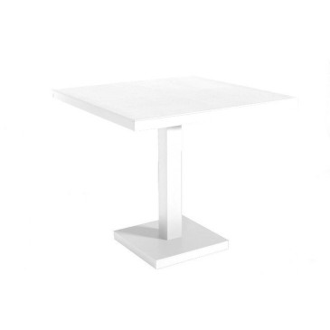 Barcino Square utendørsbord med firkantet midtben og aluminiumsplate tilgjengelig i tre farger