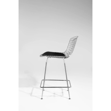 Re-edition of the Diamond stool by Harry Bertoia with cushion in leather or fabric