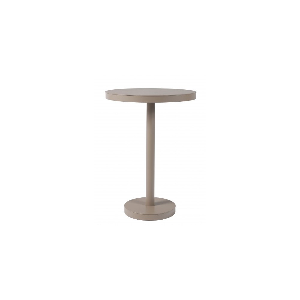 Table d'extérieur Barcino Hight en aluminium avec diamètre supérieur 60 en deux finitions différentes