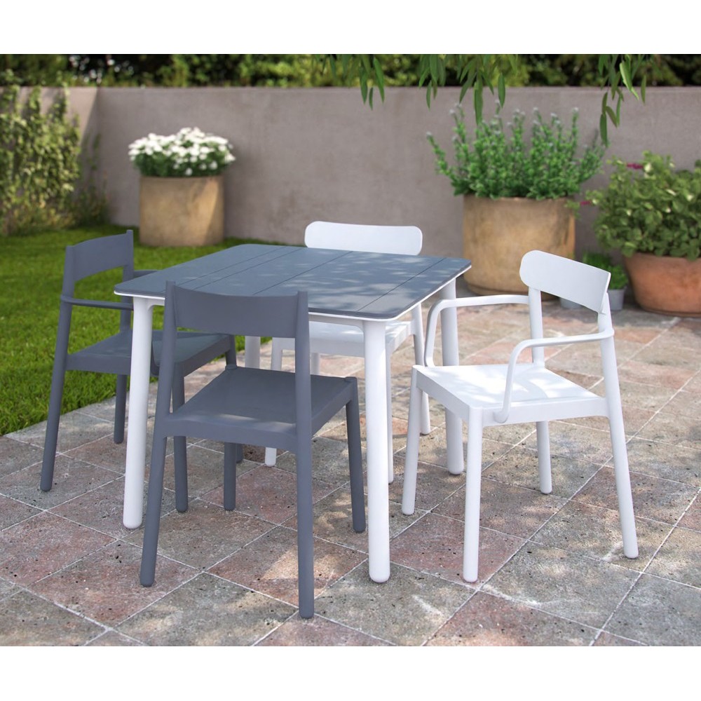 Polypropylene Noa outdoor table 90 x 90 cm available in three finishes