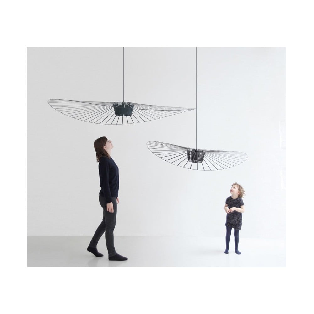 Vertigo suspension lamp with metal diffuser and black wiring available in 2 sizes