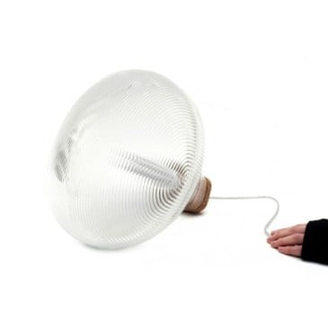 Tidelight tafellamp met structuur in kurk en geblazen glas