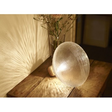 Lampada da tavolo Tidelight in con struttura in sughero e vetro soffiato