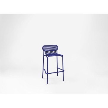 WEEK END outdoor stool in tubular aluminum and seat with slats. Available in many finishes