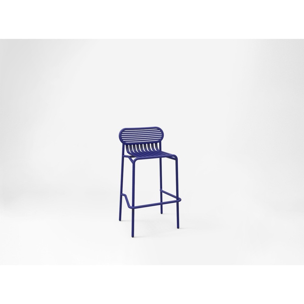 WEEK END outdoor stool in tubular aluminum and slatted seat. Available in many finishes