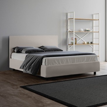 Adele double bed without container with slatted base included covered with imitation leather available in two colors