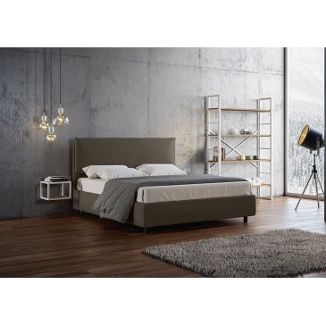 Ambra double bed with container or without upholstered in imitation leather completely removable in two colors