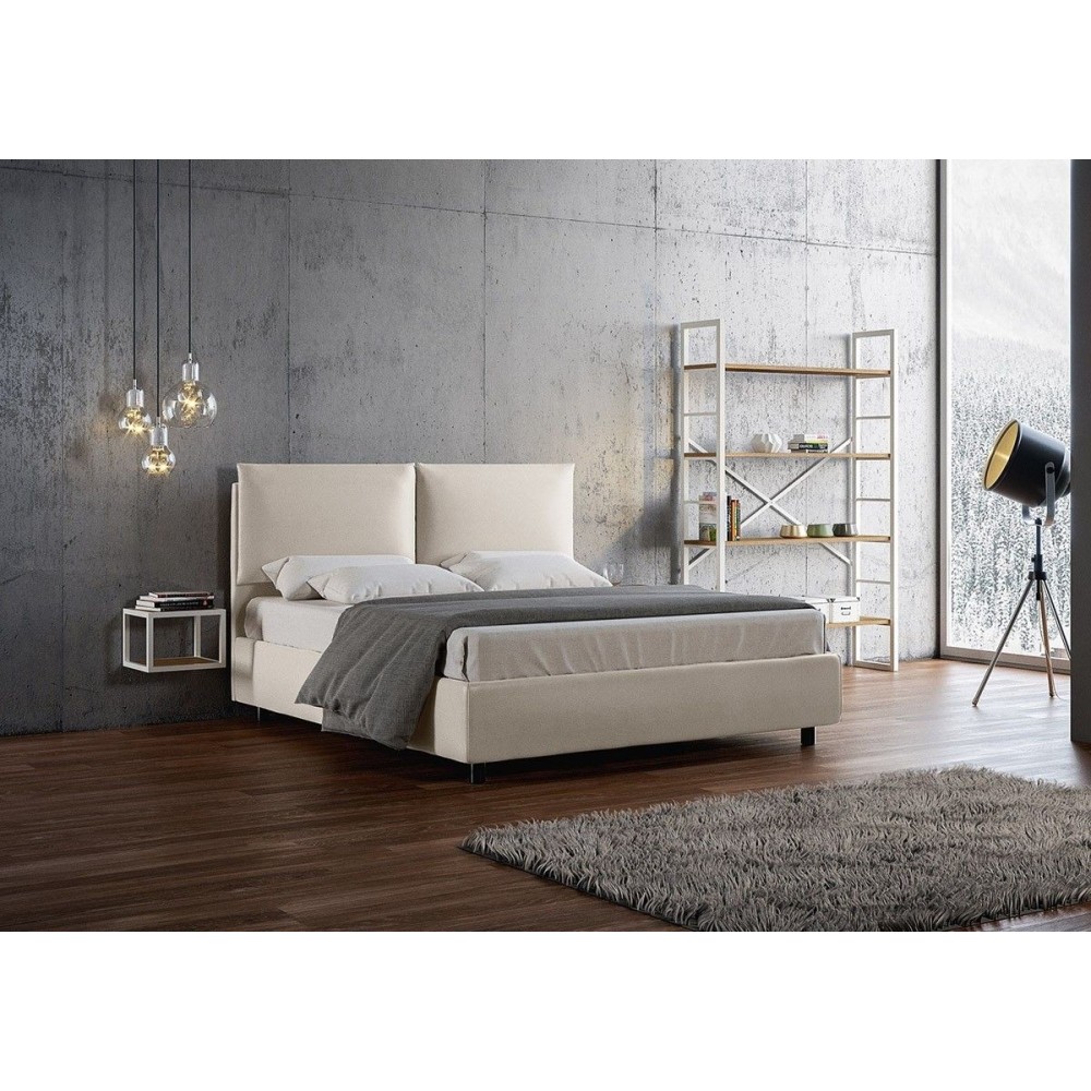 Antea double bed with container structure or without and net included. Cover in imitation leather with completely removable cove