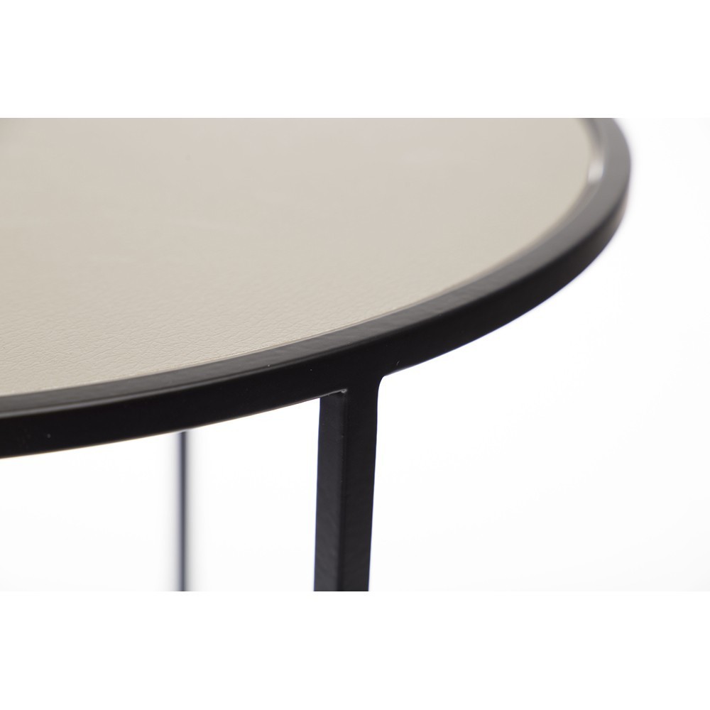 Costance vardagsrumsbord i metall med träskiva klädd i läder eller marmor
