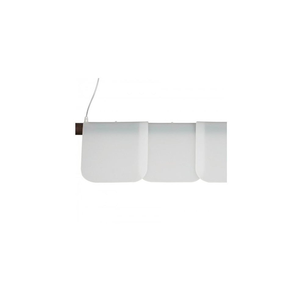 Arfò upphängningslampa med ask- eller valnötsfärgad struktur och satinmetakrylatdiffusorer