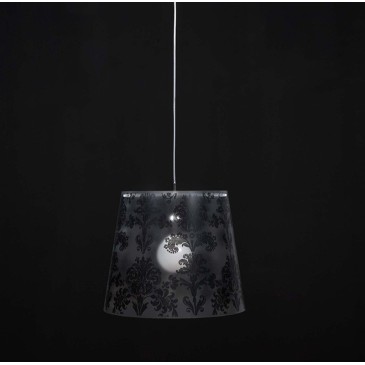 Small or large Babette suspension lamp with metal structure and polycarbonate lampshade available in several finishes