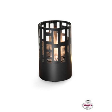 stones Harbor table lantern in matt black metal and tempered glass. Burner with flame control tool