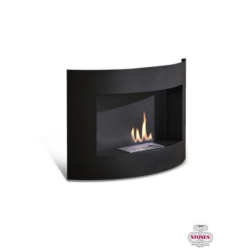 stones Redonda bioethanol wall fireplace in matt black painted metal with double layer burner of 0.5 lt