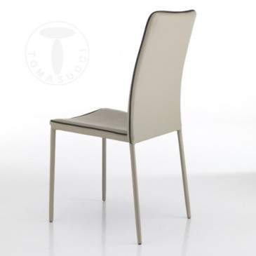 Kable stackable chair by Tomasucci in metal completely covered in synthetic leather available in two colors