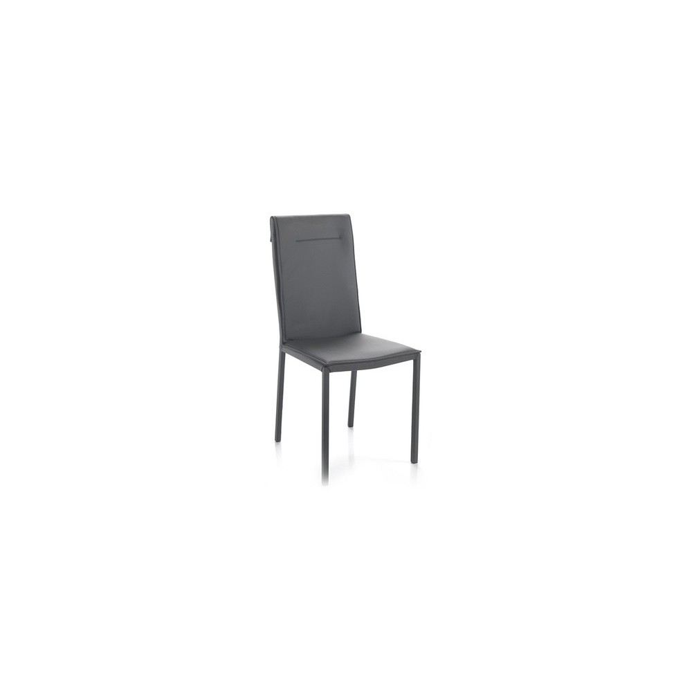 Camy Tomasucci metal chair covered with synthetic leather available in white gray and dove gray