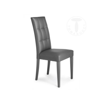 Tomasucci Dada ensemble de 2 chaises en bois recouvertes de cuir synthétique disponible en blanc, gris et marron