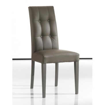 Chaise Dada de Tomasucci en bois recouvert de cuir synthétique disponible en blanc, gris et marron