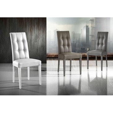 Tomasucci Dada ensemble de 2 chaises en bois recouvertes de cuir synthétique disponible en blanc, gris et marron