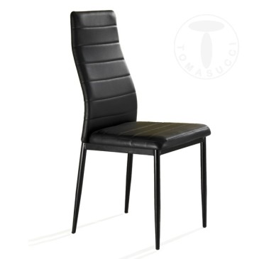 Tomasucci Camaro sarja 4 design-tuolia, joissa on lakattu metallirakenne ja päällystetty synteettisellä nahalla kolmessa eri vii