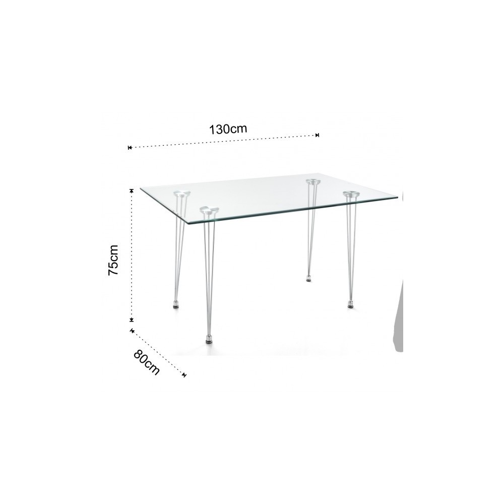 Matra fester Tisch von Tomasucci mit verchromter Metallstruktur und gehärteter Glasplatte