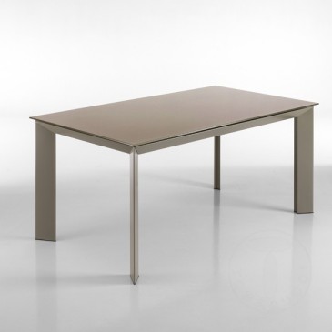 Table extensible Blade 160 en métal avec plateau en verre trempé assorti à la structure