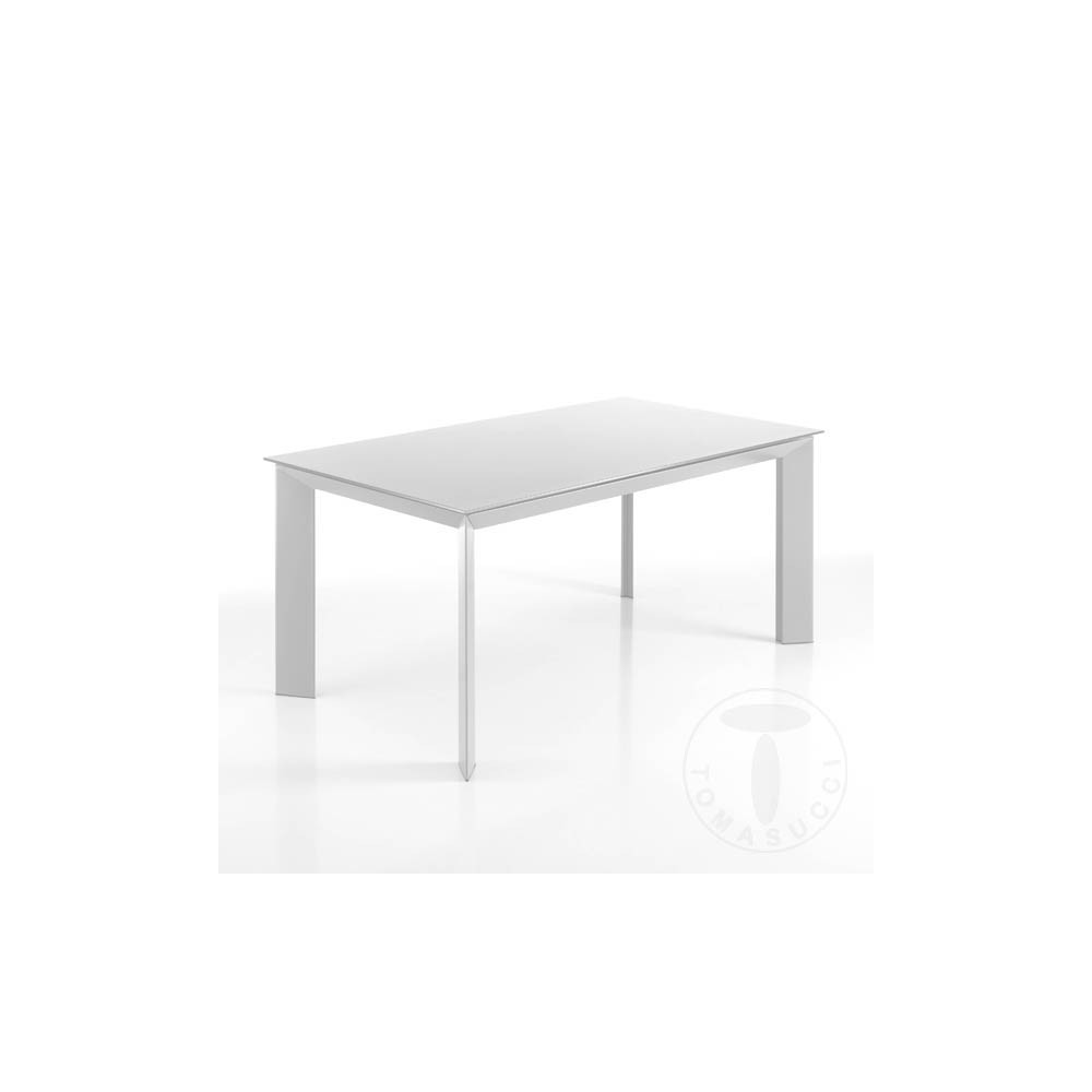 Extendable table Blade 160 in metal with tempered glass top matching the structure