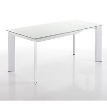 Blade 160 extendable metal table with tempered glass top matching the structure