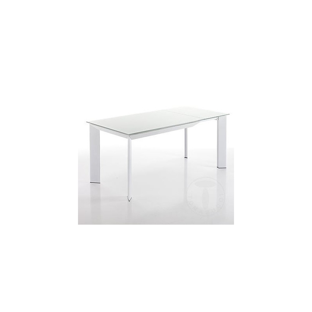 Table extensible Blade 160 en métal avec plateau en verre trempé assorti à la structure