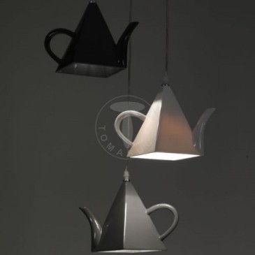 Original 3-light Pot chandelier with cup-shaped lampshade.