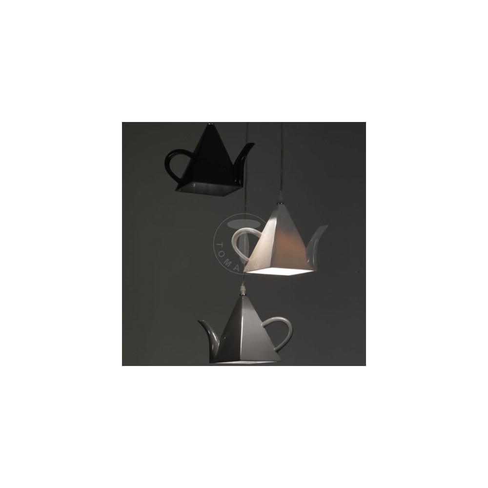 Original 3-light Pot chandelier with cup-shaped lampshade.