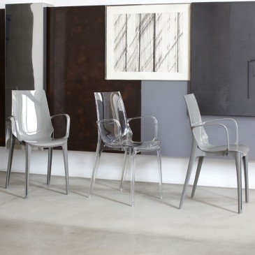 Scab Vanity σετ με 2 στοιβαζόμενες πολυκαρμπονικές καρέκλες με υποβραχιόνια για εσωτερικούς και εξωτερικούς χώρους