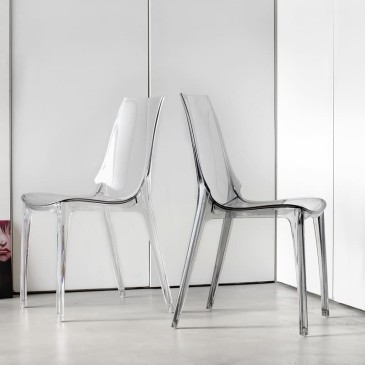 transparent smoked and white scab vanity chair set