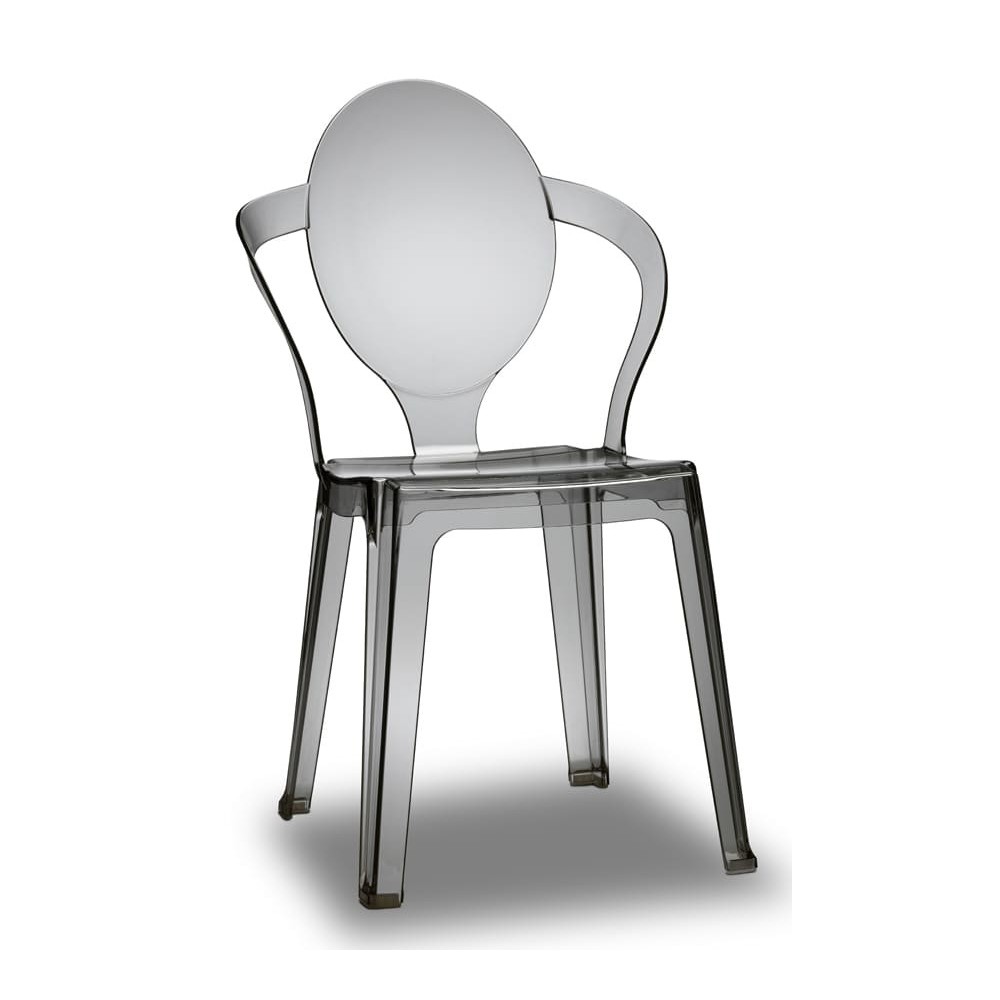 chaise cuillère en croûte transparente fumée
