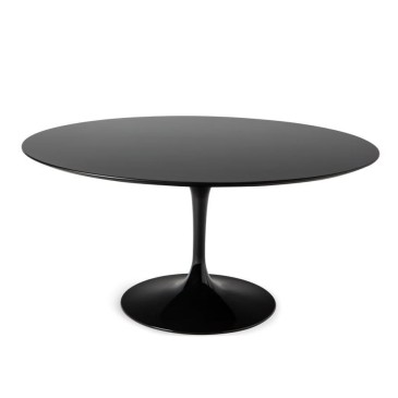 Round Tulip Table from diam. 127 cm to dia. 180 cm with Liquid Laminate or Marble Top Available in Various Finishes