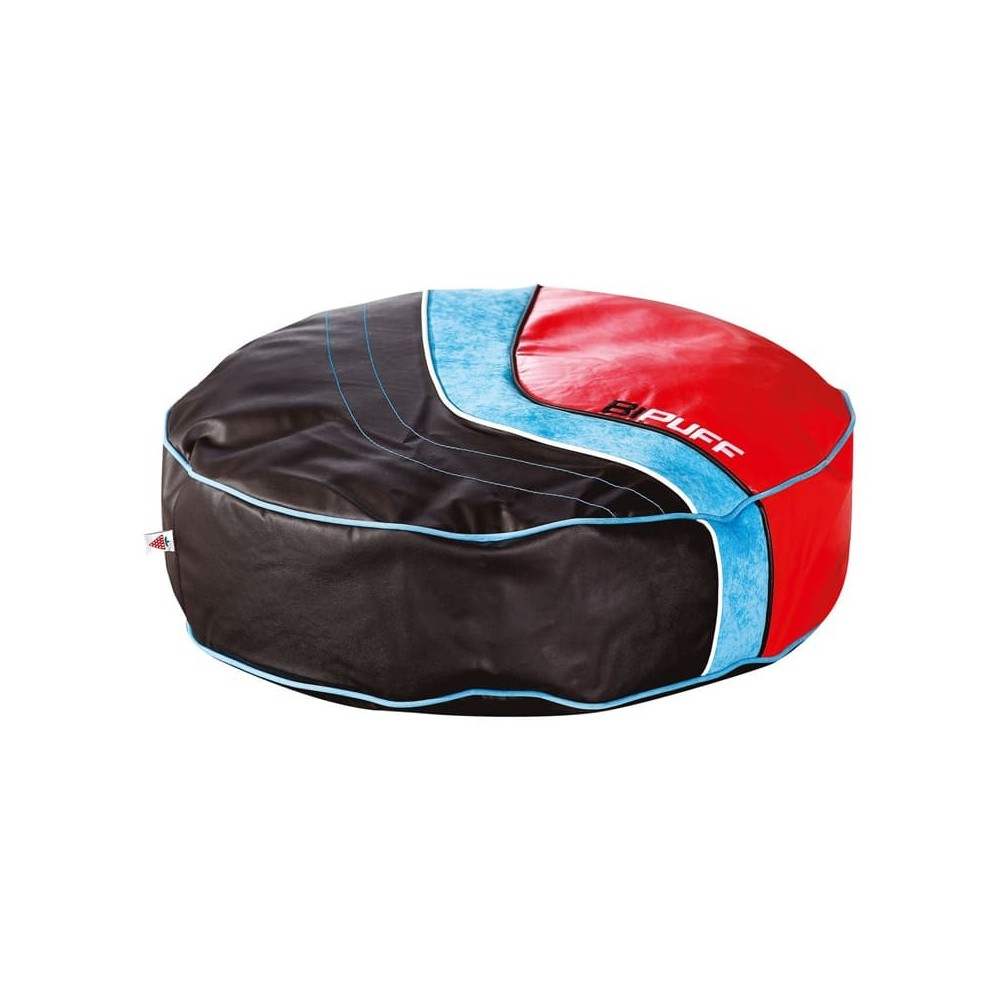 Cojín de asiento Turbo redondo, tapizado en cuero ecológico, aspecto deportivo.