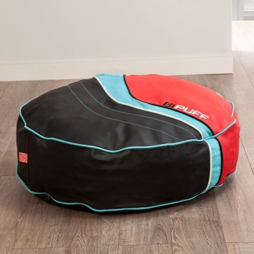 Round Turbo seat cushion, covered in eco-leather, sporty look.