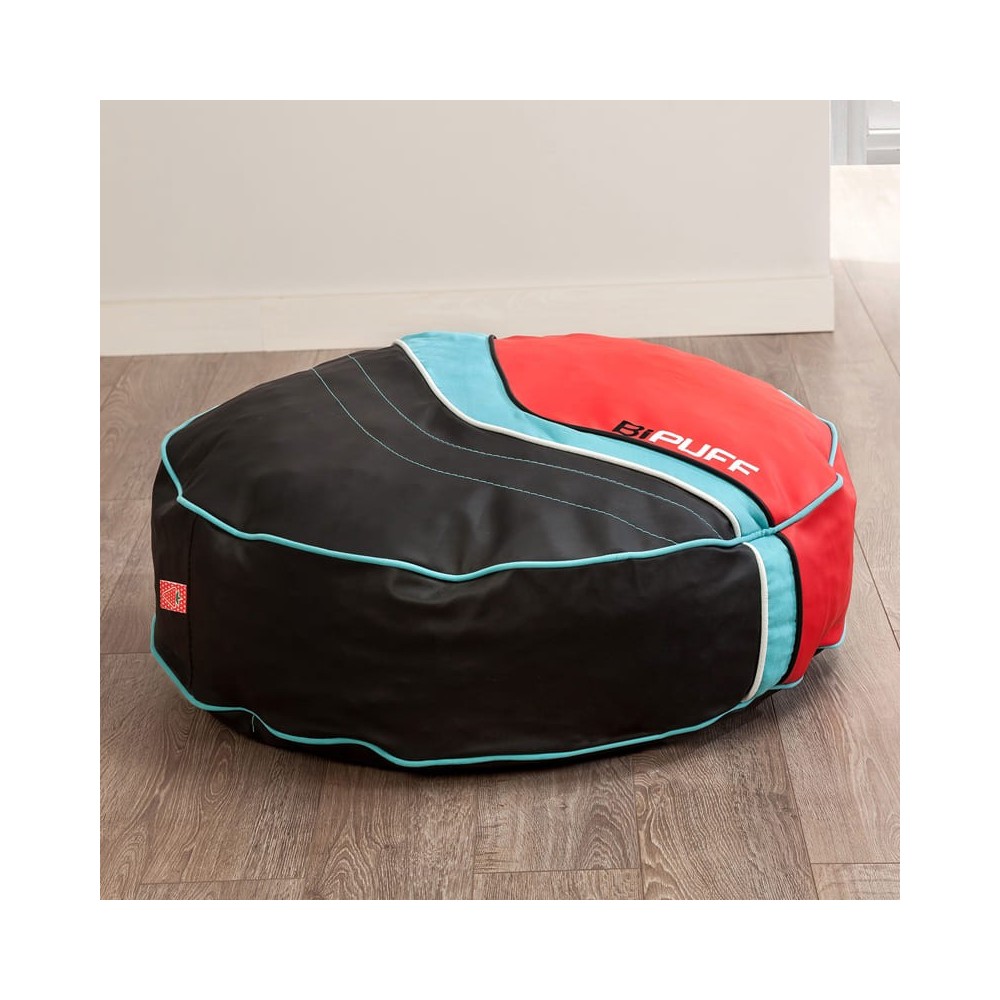 Round Turbo seat cushion, covered in eco-leather, sporty look.
