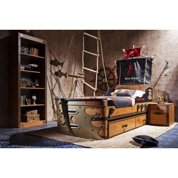 whole bedroom Pirate Ship II Bed in Laminated Wood and Abs