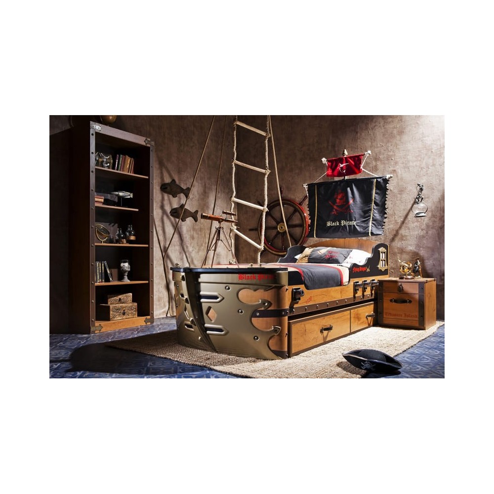 schlafzimmer fur kinder mit  Pirate Ship II Bett aus laminiertem Holz und Bauchmuskeln