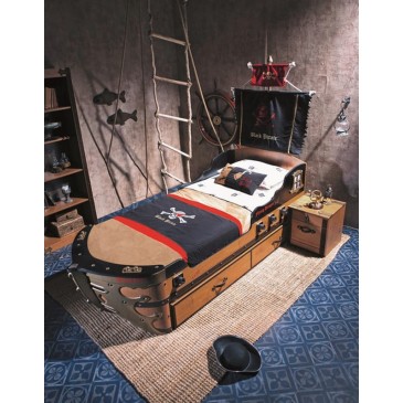 Draufsicht auf das Schlafzimmer von Pirate Ship II Bett aus laminiertem Holz und Bauchmuskeln
