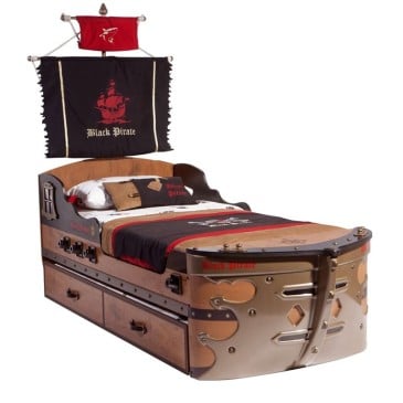 Pirate Ship II Bed in Laminated Wood and Abs