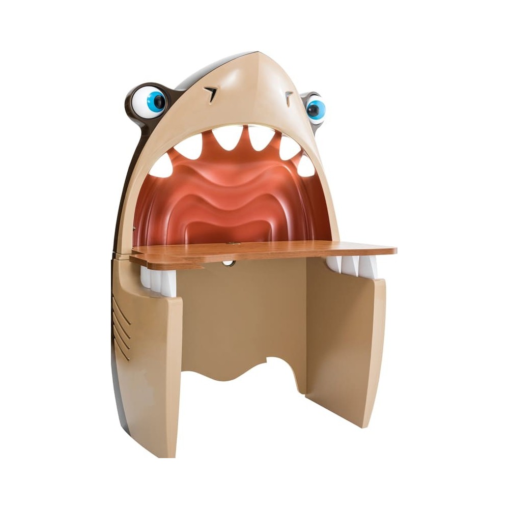 Upea Shark's Mouth -muotoinen työpöytä valaistuilla hampailla!