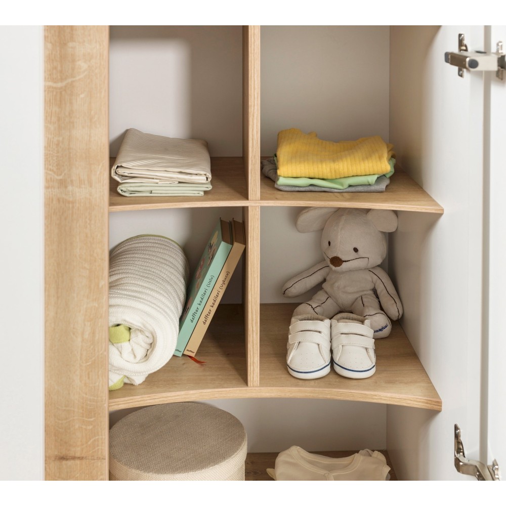 Babynatura 2-dørs garderobe med myke hengsler og store skuffer