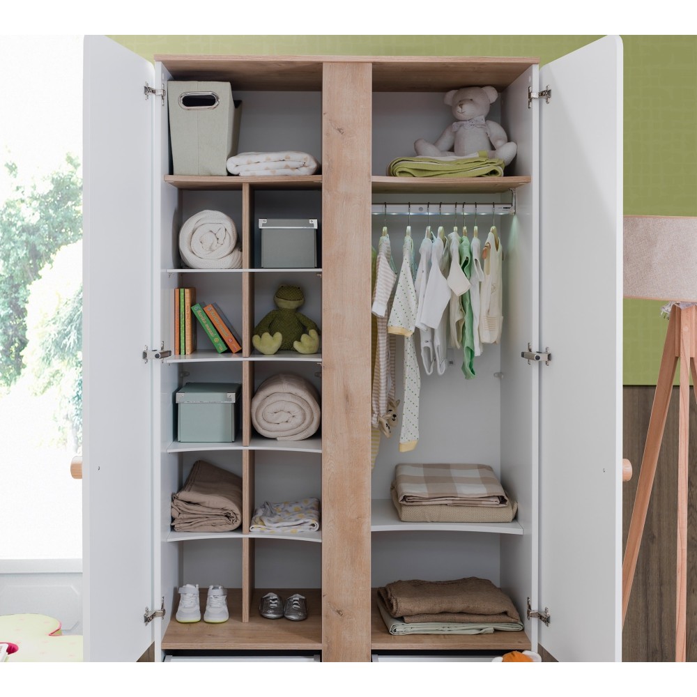 Babynatura 2-door wardrobe with soft hinges and large drawers