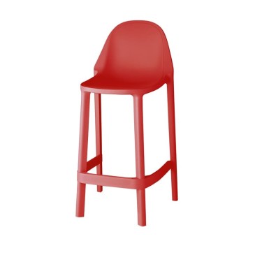 Stackable Stool Più in Technopolymer Available with Seat Height 65 cm or 75 cm and Different Colors