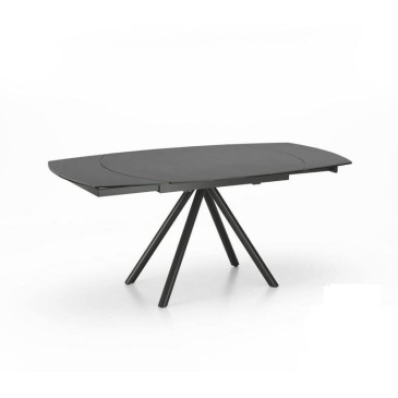 Kyoto Four Table Extendable up to 180 cm, with Pyramid Feet and Ceramic Top Available in Various Colors